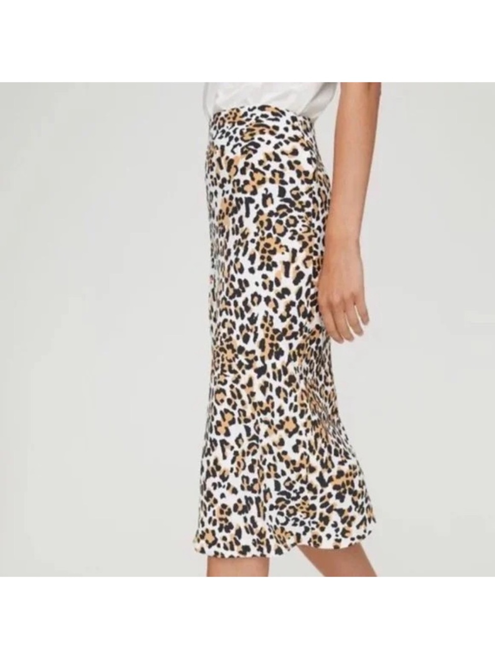 Babaton Leopard Print Midi Skirt - White, Brown & Black